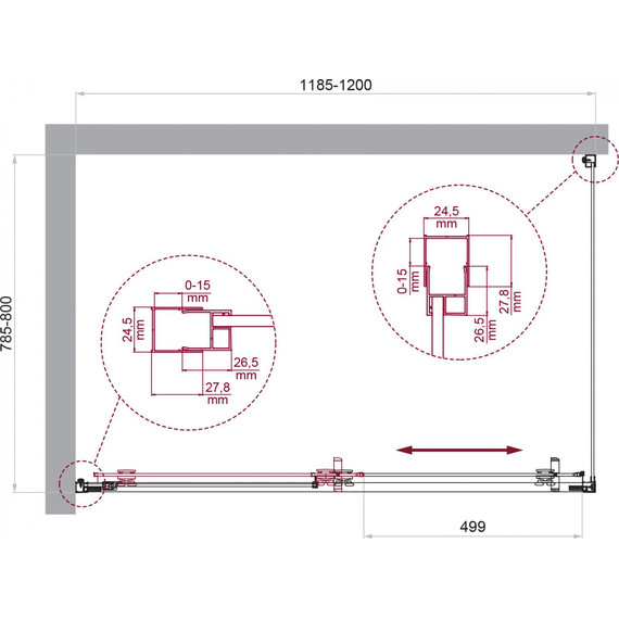 Душевое ограждение BelBagno 120x80 см LUCE-AH-1-120/80-C-Cr, хром/прозрачное - 6 Душевое ограждение BelBagno 120x80 см LUCE-AH-1-120/80-C-Cr, хром/прозрачное фото 6