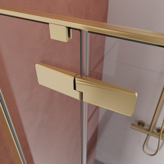 Душевое ограждение Cezares 90x90 см LINER-A-1-90-C-BORO-R, золото/прозрачное фото 5