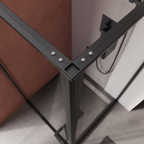 Душевое ограждение Cezares 90x90 см LINER-A-1-90-C-NERO-R, чёрный/прозрачное фото 3