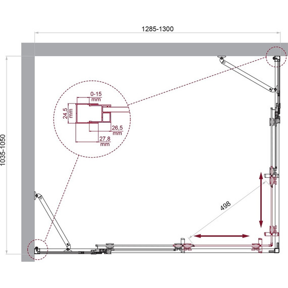 Душевое ограждение BelBagno 130x105 см LUCE-AH-22-130/105-C-Cr, хром/прозрачное фото 6