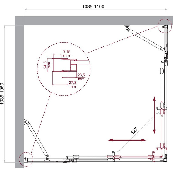 Душевое ограждение BelBagno 110x105 см LUCE-AH-22-110/105-C-Cr, хром/прозрачное фото 6