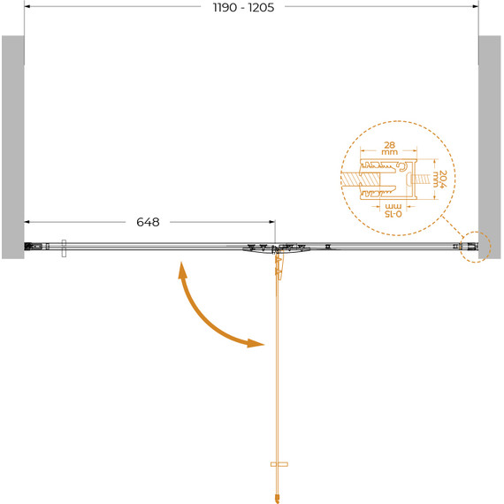 Душевая дверь Cezares 120 см LINER-B-12-120-C-Cr-R, хром/прозрачное - 8 Душевая дверь Cezares 120 см LINER-B-12-120-C-Cr-R, хром/прозрачное фото 8