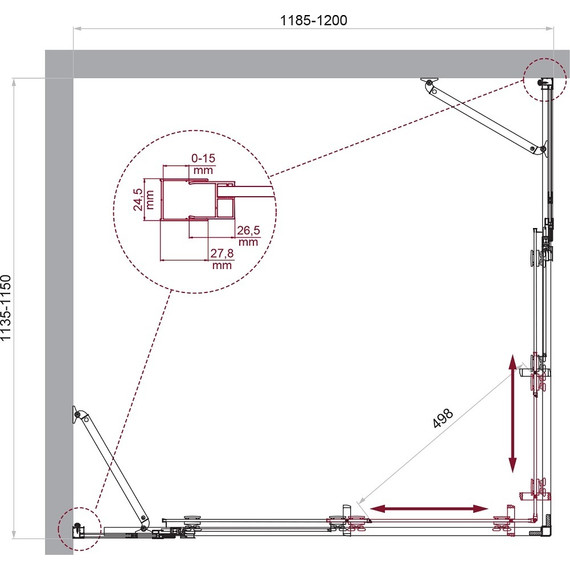 Душевое ограждение BelBagno 120x115 см LUCE-AH-22-120/115-C-Cr, хром/прозрачное фото 6