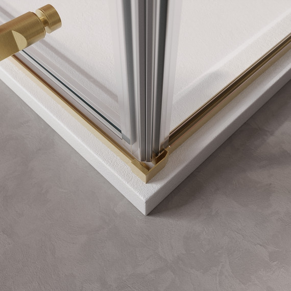 Душевое ограждение Cezares 90x90 см LINER-A-1-90-C-BORO-R, золото/прозрачное фото 4