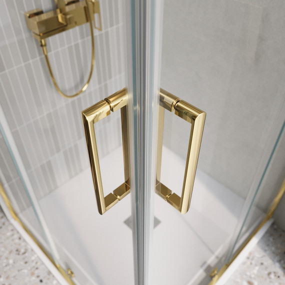 Душевое ограждение BelBagno 90x90 см LUCE-A-2-90-C-ORO, золото/прозрачное фото 2
