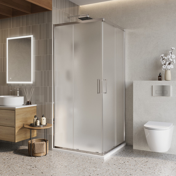 Душевое ограждение BelBagno 90x90 см LUCE-A-2-90-P-Cr, хром/матовое фото 