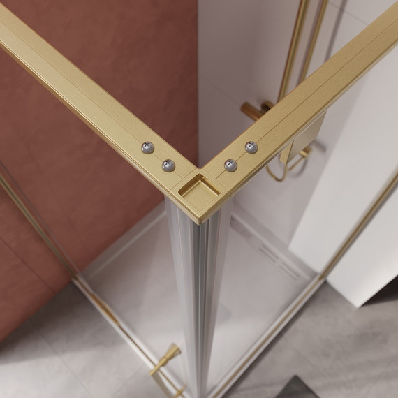 Душевое ограждение Cezares 90x90 см LINER-A-1-90-C-BORO-R, золото/прозрачное фото 3