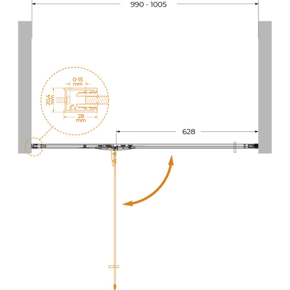 Душевая дверь Cezares 100 см LINER-B-12-100-C-Cr-L, хром/прозрачное - 8 Душевая дверь Cezares 100 см LINER-B-12-100-C-Cr-L, хром/прозрачное фото 8