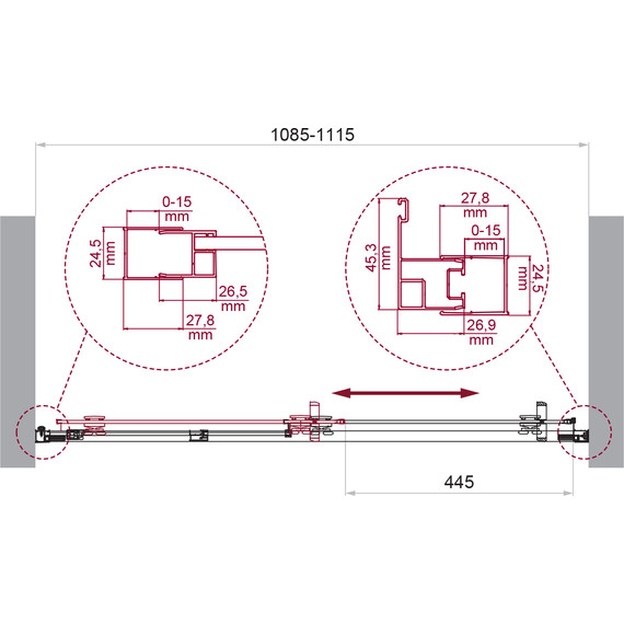 Душевая дверь BelBagno 110 см LUCE-BF-1-110-C-Cr, хром/прозрачное фото 6