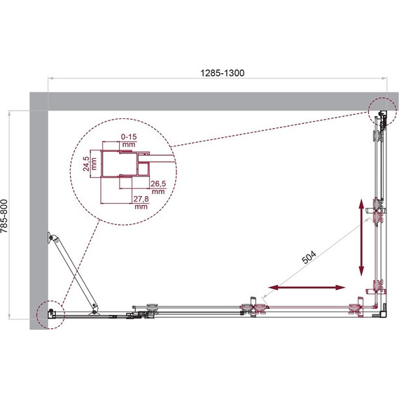 Душевое ограждение BelBagno 130x80 см LUCE-AH-21-130/80-C-Cr, хром/прозрачное фото 6