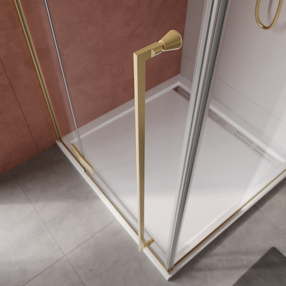 Душевое ограждение Cezares 90x90 см LINER-A-1-90-C-BORO-R, золото/прозрачное фото 2