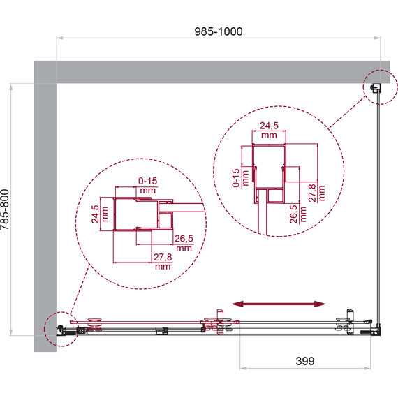 Душевое ограждение BelBagno 110x80 см LUCE-AH-1-110/80-C-Cr, хром/прозрачное фото 6
