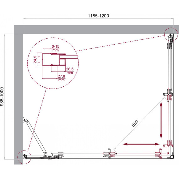Душевое ограждение BelBagno 120x100 см LUCE-AH-21-120/100-C-Cr, хром/прозрачное фото 6