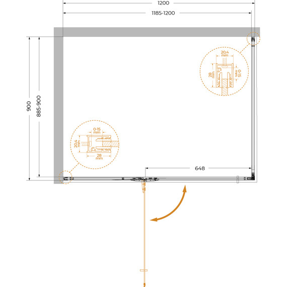 Душевое ограждение Cezares 120x90 см LINER-AH-1-120/90-C-Cr-L, хром/прозрачное фото 6