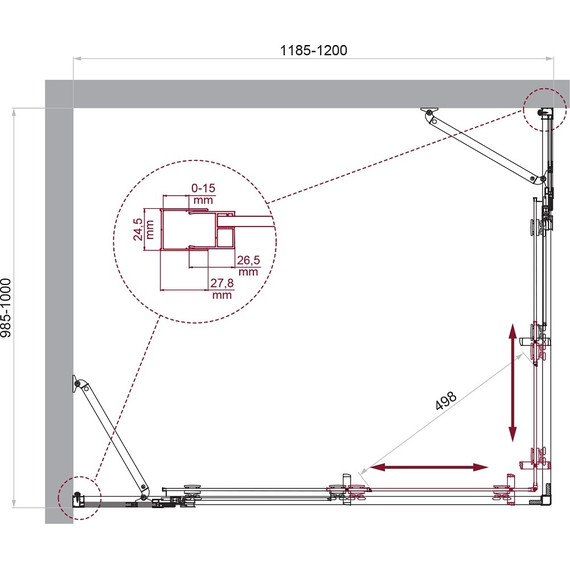 Душевое ограждение BelBagno 120x100 см LUCE-AH-22-120/100-P-Cr, хром/матовое фото 6