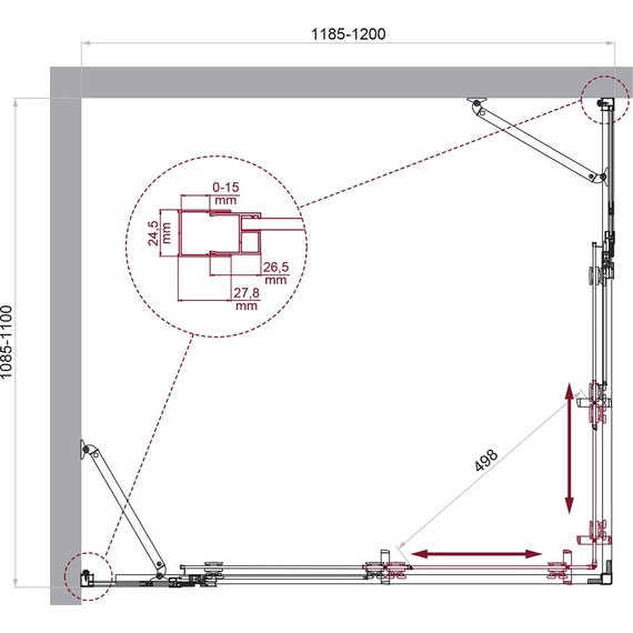 Душевое ограждение BelBagno 120x110 см LUCE-AH-22-120/110-C-Cr, хром/прозрачное фото 6