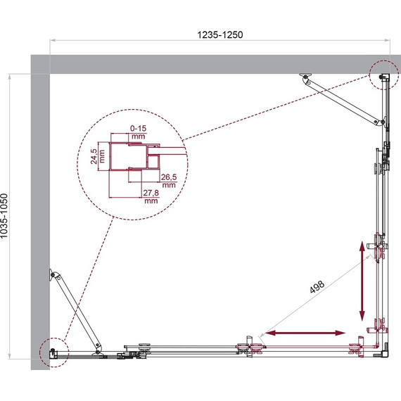Душевое ограждение BelBagno 125x105 см LUCE-AH-22-125/105-C-Cr, хром/прозрачное фото 6