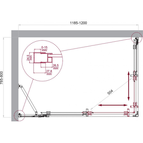 Душевое ограждение BelBagno 120x80 см LUCE-AH-21-120/80-P-Cr, хром/матовое фото 6