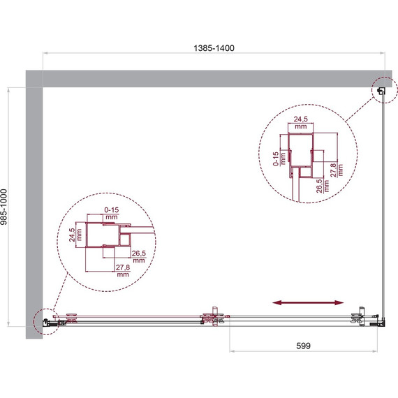 Душевое ограждение BelBagno 140x100 см LUCE-AH-1-140/100-C-Cr, хром/прозрачное - 6 Душевое ограждение BelBagno 140x100 см LUCE-AH-1-140/100-C-Cr, хром/прозрачное фото 6