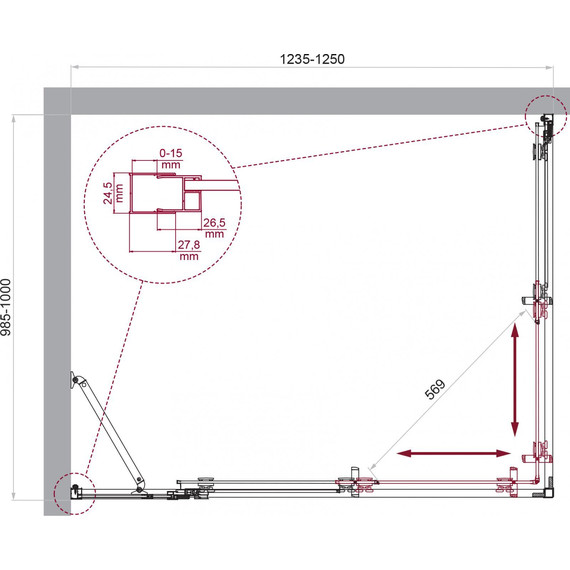 Душевое ограждение BelBagno 125x100 см LUCE-AH-21-125/100-C-Cr, хром/прозрачное фото 6