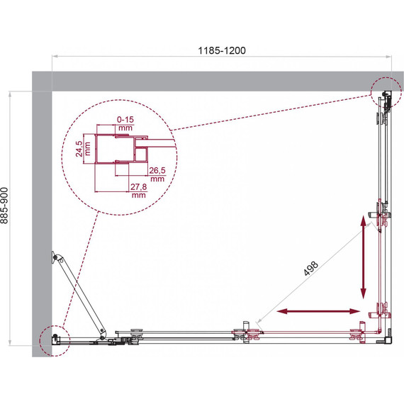 Душевое ограждение BelBagno 120x90 см LUCE-AH-21-120/90-C-Cr, хром/прозрачное фото 6