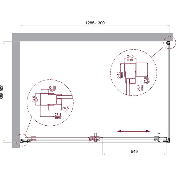 Душевое ограждение BelBagno 130x90 см LUCE-AH-1-130/90-C-Cr, хром/прозрачное фото 6