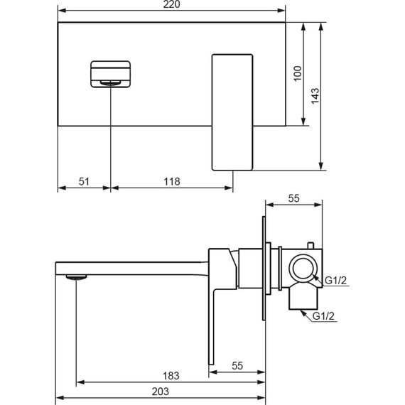 Смеситель для раковины со стены Damixa Gala 530260300 (со скрытой частью) чёрный, Цвет производителя: чёрный фото 5