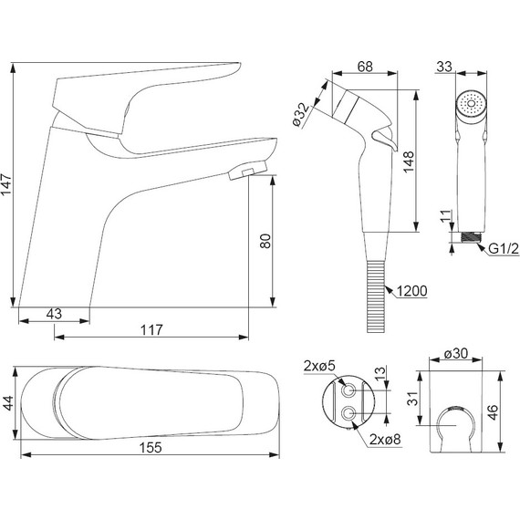 Смеситель для раковины Damixa Jupiter 770300001 с гигиеническим душем, Цвет производителя: хром фото 4