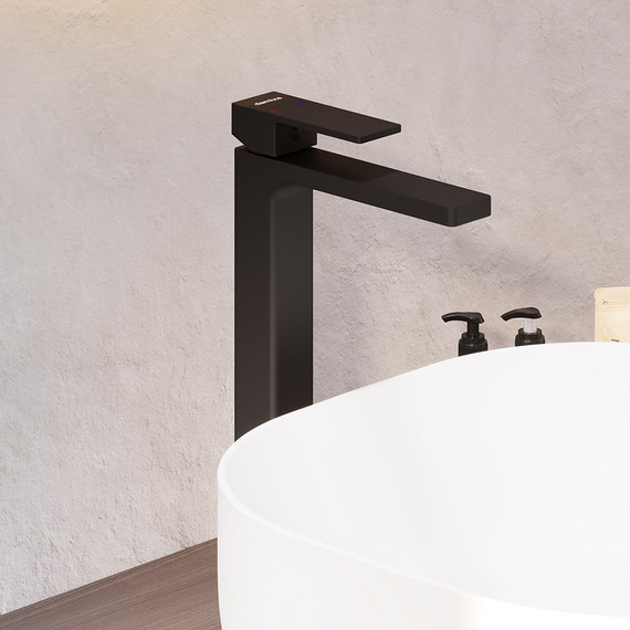 Смеситель для раковины высокий Damixa Gala 530250300, чёрный, Цвет производителя: чёрный - 3 Смеситель для раковины высокий Damixa Gala 530250300, чёрный, Цвет производителя: чёрный фото 3