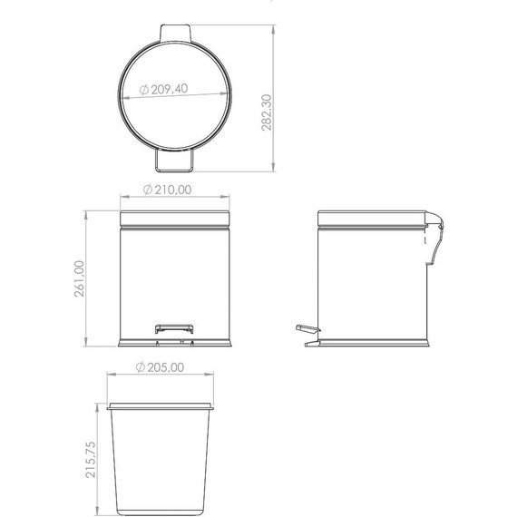 Ведро для мусора с педалью Berges Wasserhaus 123001, цвет чёрный фото 3
