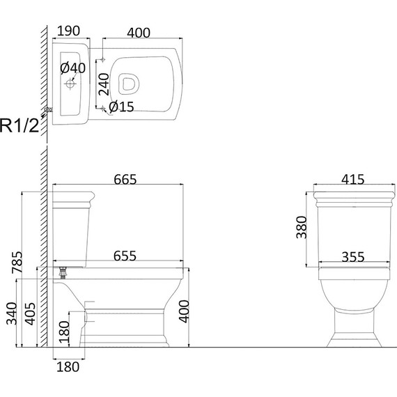 Унитаз-компакт Creo Ceramique Orleans с крышкой - 16 Унитаз-компакт Creo Ceramique Orleans с крышкой фото 16
