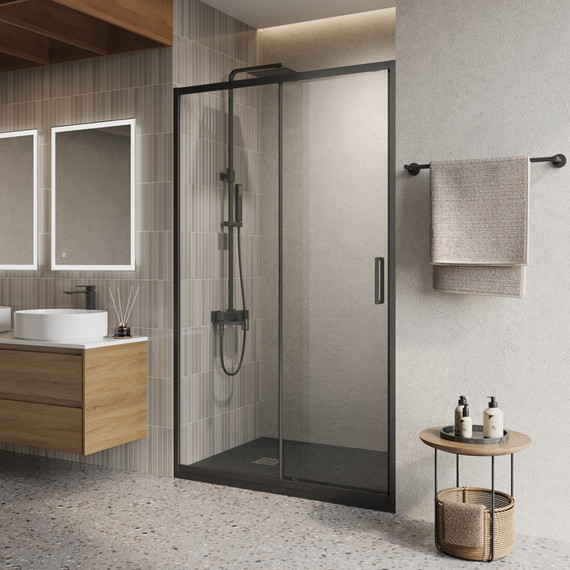 Душевая дверь BelBagno 120 см LUCE-BF-1-120-C-NERO, чёрный/прозрачное фото 