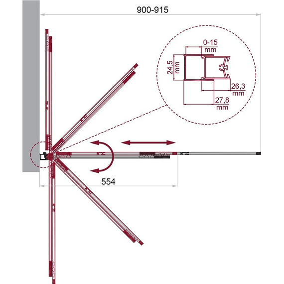 Шторка для ванны BelBagno 90 см LUCE-VF-11-90/145-P-Cr, хром/матовое фото 6