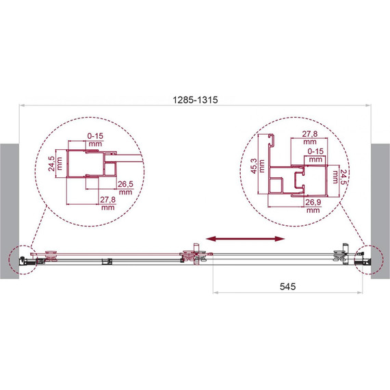 Душевая дверь BelBagno 130 см LUCE-BF-1-130-C-Cr, хром/прозрачное фото 6