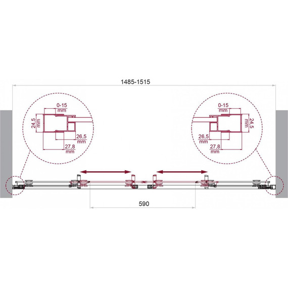 Душевая дверь BelBagno 150 см LUCE-BF-2-150-C-Cr, хром/прозрачное фото 6
