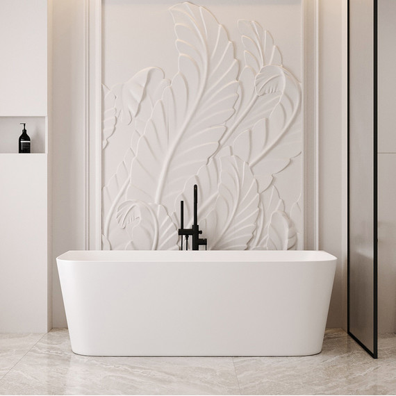 Ванна каменная Abber Stein 170x75 см AS9617, белый матовый фото 