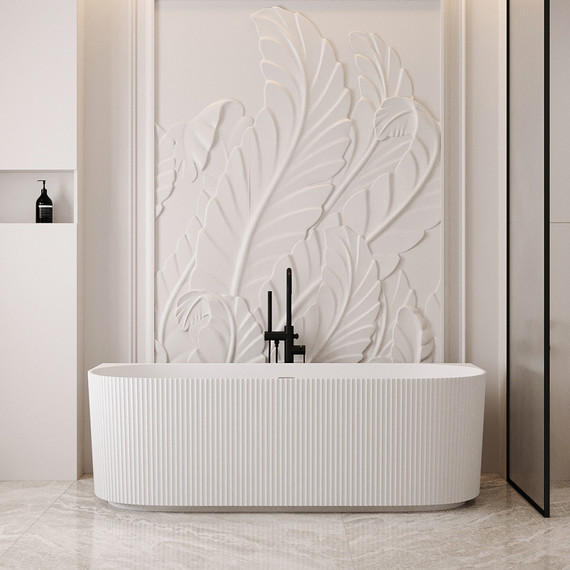 Ванна каменная Abber Stein 170x75 см AS9630, белый матовый фото 