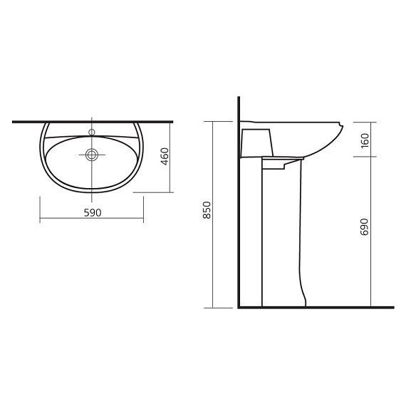 Раковина подвесная Sanita Виктория 60 см VIC55SAWB01 фото 2