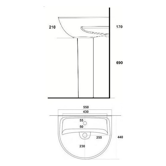 Раковина Sanita Эталон 55 см ETL55SAWB01 - 3 Раковина Sanita Эталон 55 см ETL55SAWB01 фото 3