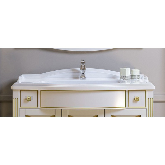 Тумба напольная с раковиной Opadiris Лаура 100 см, белый/бежевая патина - 4 Тумба напольная с раковиной Opadiris Лаура 100 см, белый/бежевая патина фото 4