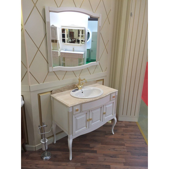 Зеркало Opadiris Лаура 100 см, белый/бежевая патина - 6 Зеркало Opadiris Лаура 100 см, белый/бежевая патина фото 6