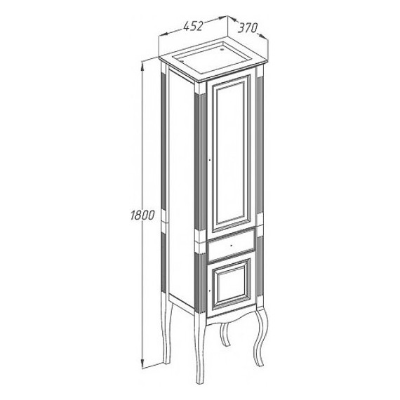 Пенал напольный Opadiris Лаура 45 см, правый, белый/бежевая патина фото 5