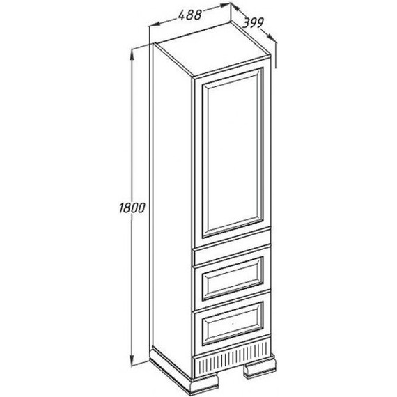 Пенал Opadiris Оникс 50 правый, белый/серебро фото 2