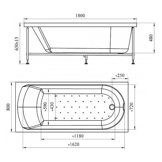 Ванна акриловая Радомир Николь 180x80 см (в комплекте каркас), Размер - мм: 1800х800 - 9 Ванна акриловая Радомир Николь 180x80 см (в комплекте каркас), Размер - мм: 1800х800 фото 9