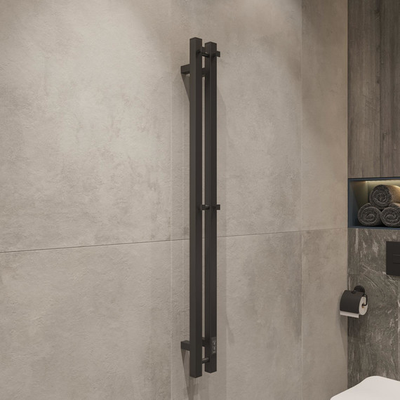 Полотенцесушитель электрический Ewrika Пенелопа П2 80x1200 мм (скрытое подключение) чёрный матовый фото 5