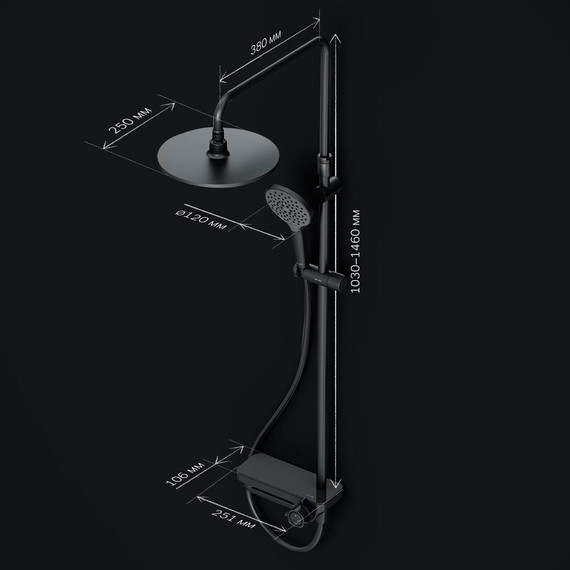 Душевая стойка Am.Pm Like F0780722, черный, Цвет производителя: чёрный фото 3