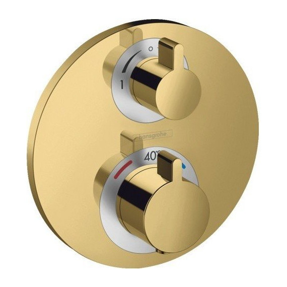 Смеситель для душа с термостатом Hansgrohe Ecostat S 15758990, полированное золото фото 