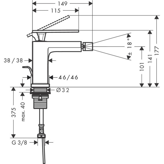Смеситель для биде Hansgrohe Tecturis E 73200700, белый - 2 Смеситель для биде Hansgrohe Tecturis E 73200700, белый фото 2