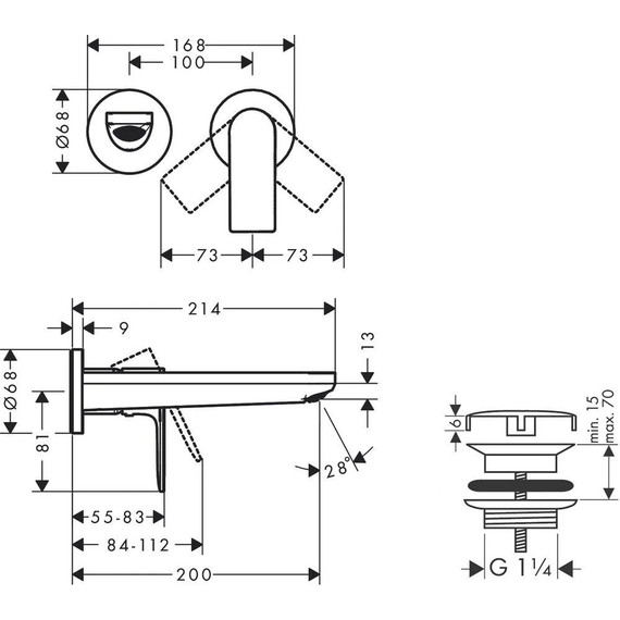 Смеситель для раковины настенный Hansgrohe Rebris E 72568000 фото 4