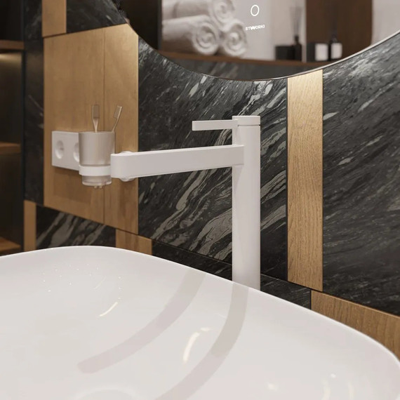 Смеситель для раковины высокий Hansgrohe Finoris 76070700, белый матовый - 2 Смеситель для раковины высокий Hansgrohe Finoris 76070700, белый матовый фото 2